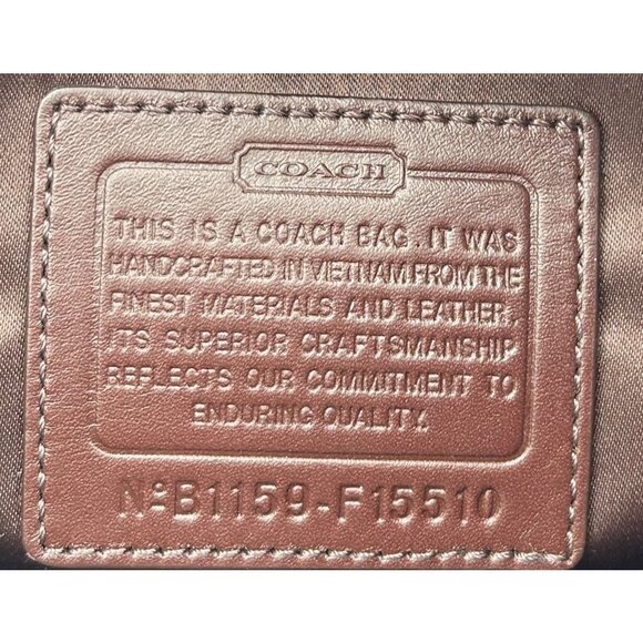 COACH Signature Stripe Pleated Tote Women’s Bag Khaki Brown F15510 - Picture 3 of 13